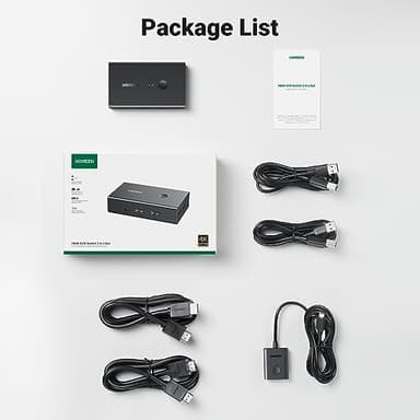 UGREEN HDMI KVM Switch 1 Monitor 2 Computers, with 4 USB Ports 4K@60Hz KVM Switches for Sharing One Monitor Keyboard Mouse Printer with 2 HDMI Cables, 2 USB Cables, Desktop Controller - Image 7