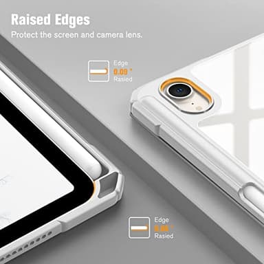 Fintie Hybrid Slim Case for iPad Mini 7 (A17 Pro, 7th Generation) 2024 / iPad Mini 6 (6th Gen) 8.3 Inch, [Built-in Pencil Holder] Shockproof Cover Clear Transparent Back Shell, Cloudy Marble - Image 8