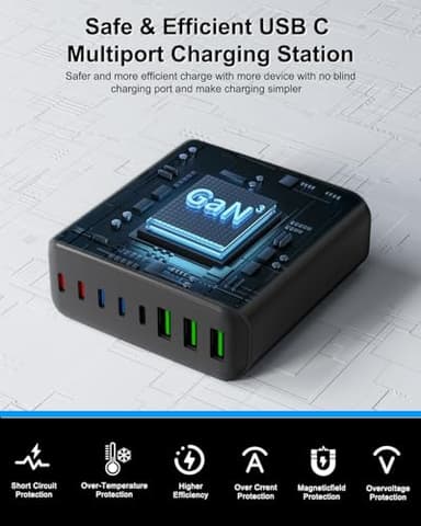 500W USB C Charger Block, 8-Port USB C Charging Station Fast Charging PD 120W PC Laptop Charger Adapter Compatible with MacBook Pro/Air/All iPad,DELL, iPhone 16/15/14/13/Pro Max/Galaxy - Image 5