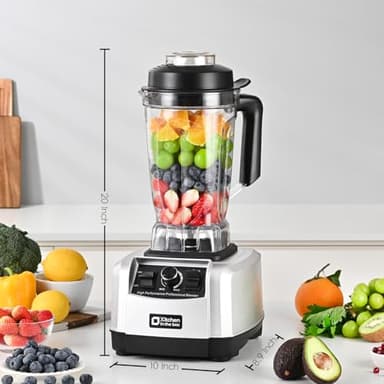 Kitchen in the box Blender 68 OZ, 1500 Watt Professional Smoothie Blenders with Stainless Steel Blades, BPA Free Blender for Frozen Drinks, Ice Crush, Protein Shakes (Silver) - Image 8