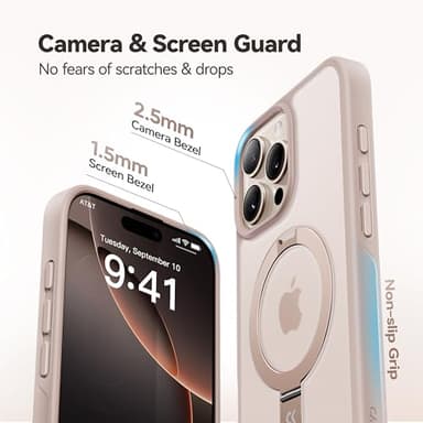 CASEKOO Designed for 16 Pro Max Case with Magnetic Invisible Stand [Military Drop Protection] [Compatible with MagSafe] Shockproof Slim Translucent Matte Promax Case 6.9 Inch, Desert Gold - Image 6