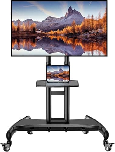 Perlegear Mobile TV Cart for 32-82 Inch Flat/Curved LED/LCD/OLED TVs Rolling TV Stand with Height Adjustable Shelf Max VESA 600x400mm up to 100lbs- Outdoor TV Stand Trolley with Wheels PGTVMC05-1 - Image 1