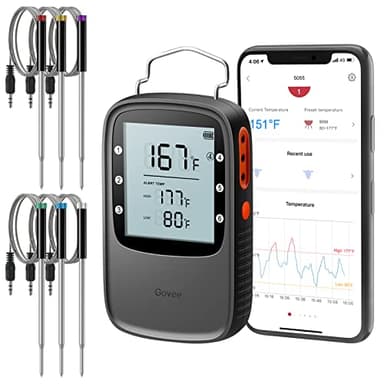 Govee Bluetooth Meat Thermometer, Wireless Meat Thermometer for Smoker Oven, Digital Grill Thermometer with 6 Probes, Timer Mode, Smart LCD Backlight BBQ Thermometer for Cooking Turkey Fish Beef - Image 1