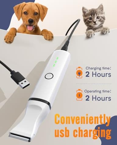 oneisall Dog Paw Trimmer, Cordless Paw Hair Trimmer for Dogs with Double Blades, Quiet 2 Speed Small Dog Grooming Clippers for Paws, Eyes, Ears, Face, Rump (White) - Image 6