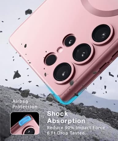 Amzfield Magnetic for Samsung Galaxy S24 Ultra Case for Women Men Girls [Compatible with MagSafe] [Camera Lens Protector] Matte Cute Slim Soft Silicone Bumper Shockproof Metallic Phone Case, Pink - Image 6