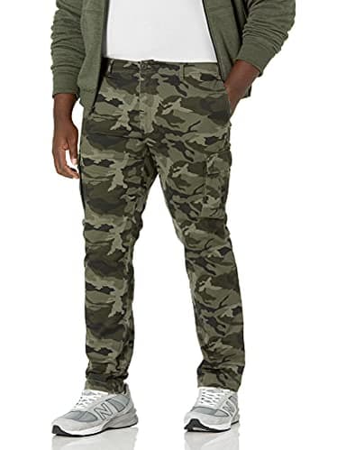 Amazon Essentials Men's Straight-Fit Stretch Cargo Pant (Available in Big & Tall), Green Camo, 38W x 32L - Image 1
