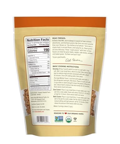Bob's Red Mill Organic Farro Grain, 24oz (Pack of 4) - Non GMO, Vegan, Kosher - Image 2