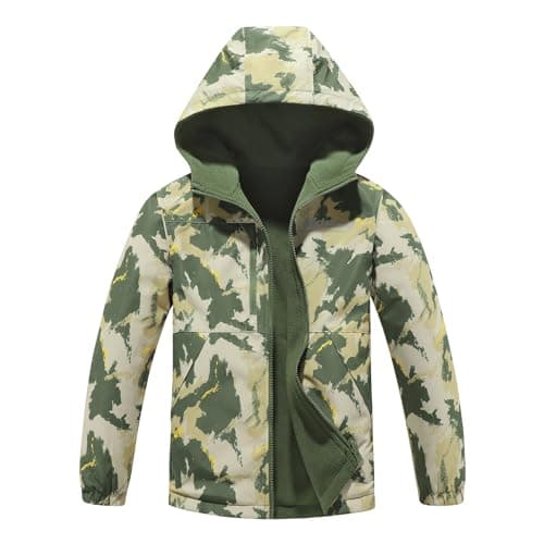 MGEOY Boys Girls Reversible Jacket Lightweight Waterproof Fleece Lined Raincoat for Kids（4-12） - Image 1