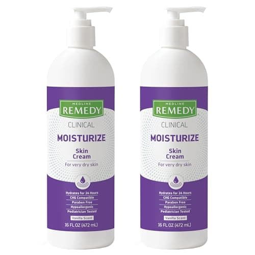 Medline Remedy Clinical Skin Cream, Vanilla Scent (16 fl oz), 2 Count, Moisturizing Face and Body Cream for All Ages, Paraben & Sulfate Free, Quick Absorbent Formula, Hypoallergenic Skin Moisturizer - Image 1