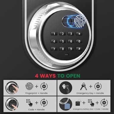 8.1 Cuft Extra Large Biometric Safe for Home Use Fire and Water Proof, Heavy Duty Fingerprint Safe Security Box with [Hidden Lock Box], Fireproof Safes for Home Business Office USE - Image 7