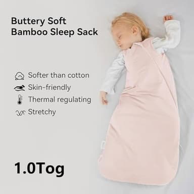 BubblePanda Rayon Made from Bamboo Sleep Sack 0-6 Months 1.0 Tog Soft Toddler Sleeping Sack 3-6 Months for Infant Newborn Babies 2-Way Zipper Baby Wearable Blanket 0-3 Months - Image 2