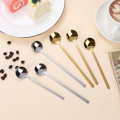 6 Pcs 6.7 Inches Gold Coffee & Tea Spoons - Stainless Steel Iced Tea & Espresso Spoons for Coffee Bar Accessories - Image 7