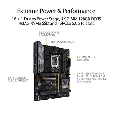 ASUS TUF Gaming Z790-Plus WiFi LGA 1700(Intel 14th,12th &13th Gen) ATX Gaming Motherboard(PCIe 5.0,DDR5,4xM.2 Slots,16+1 DrMOS,WiFi 6,2.5Gb LAN,Front USB 3.2 Gen 2 Type-C,Thunderbolt 4(USB4),Aura RGB) - Image 3