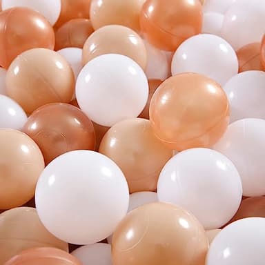 GOGOSO Ball Pit Balls for Toddler, Baby Plastic Playballs Kids Soft Pastel Pelotas Non-Toxic BPA-Free,Beige+Gold+White,100 Balls - Image 8
