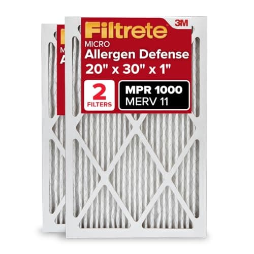 Filtrete 20x30x1 AC Furnace Air Filter, MERV 11, MPR 1000, Micro Allergen Defense, 3-Month Pleated 1-Inch Electrostatic Air Cleaning Filter, 2 Pack (Actual Size 19.81 x 29.81 x 0.81 in) - Image 1