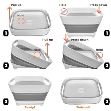 GIMWA Wash Basin for Baby Bottles, Foldable, Versatile Wash Tub for Kitchen, RV, Outdoor Camping Sink, Sturdy & Easy to Clean - Image 6