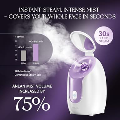 ANLAN Facial Steamer, High-Speed Nano steam, Deep Cleansing, Pore ​​Care, Repairs and Strengthens Skin's Foundation, Facial Humidifier, Home Facial spa, Hydrating Moisturizing, Sensitive Dry Skin spa - Image 4