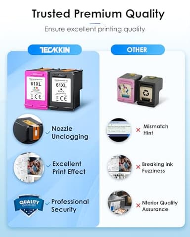 61XL Ink Cartridge Replacement for HP Ink 61 for HP 61 Ink Cartridge Combo Pack Fit for HP Envy 4500 5530 4501 4502 DeskJet 1000 1010 1510 2050 2510 2540 OfficeJet 2620 4630 (1 Tri-Color, 1 Black) - Image 7