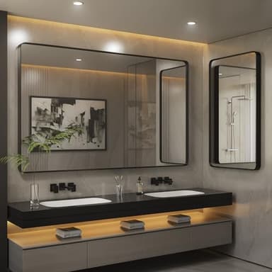 ISKM Bathroom Mirror for Wall 55" x 30" Matte Black Bathroom Vanity Mirror Farmhouse, Anti-Rust, Tempered Glass, Hangs Horizontally or Vertically - Image 6