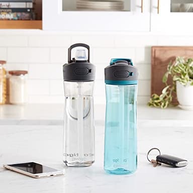 Contigo Ashland 2.0 Leak-Proof Water Bottle with Lid Lock and Angled Straw, Dishwasher Safe, Interchangeable Lid, 2-Pack, 24oz, Juniper/Sake - Image 2