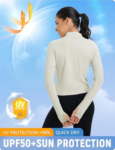 baleaf Women's SPF Sun Shirts UV Protection UPF 50+ Full Zip Jacket Lightweight Quick Dry Long Sleeve Clothing Raw Linen S - Image 2