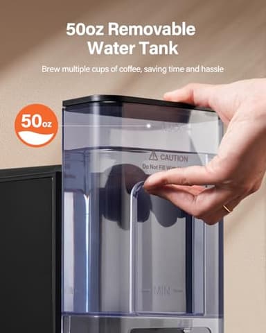 SHARDOR Single Serve Coffee Maker 2.0, Hot and Iced Coffee Machine for K Cup Pods & Ground Coffee, 6 to 14 oz Brew Sizes, 50 oz Removable Water Tank, Bold Brew Setting, Stainless Steel, Black - Image 7