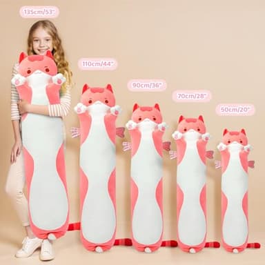 Mewaii Long Cat Plush 5 Sizes, 120% Extra Filling Giant Plushness Kids Body Pillow, Kawaii Cute Pink Cat Stuffed Animals Plushies, Big Long Body Pillow Cat Plush Gift for Girls 36” - Image 5