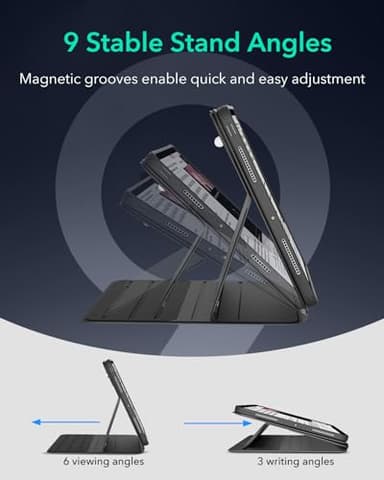 ESR for iPad Pro 11 Inch Case (M4) 2024 5th Gen, Rotating Case with Removable Magnetic Cover, Adjustable Portrait/Landscape Stand with Raised Screen View, 9 Standing Angles, Shift Series, Black - Image 8