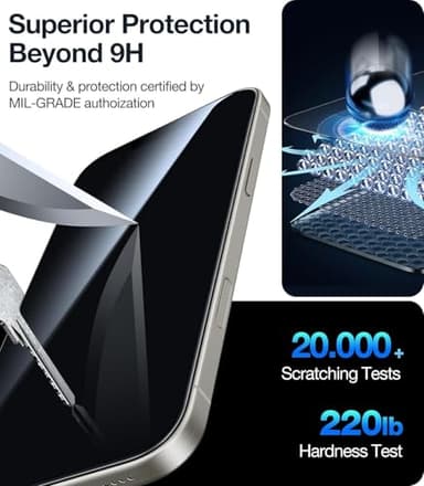 UltraGlass Ultra 9H+ Glass for iPhone 13/13 Pro Privacy Screen Protector [No.1 Military Grade Shatterproof & 100% Anti Spy] Glass Privacy Screen iPhone 13/13 Pro Tempered [Longest Durable],2 Pack - Image 7