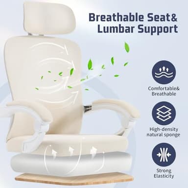Ergonomic Office Chair with Retractable Footrest, 400LBS Capacity,Synchronized Armrest, Breathable Mesh, Adjustable Lumbar Support - Image 6