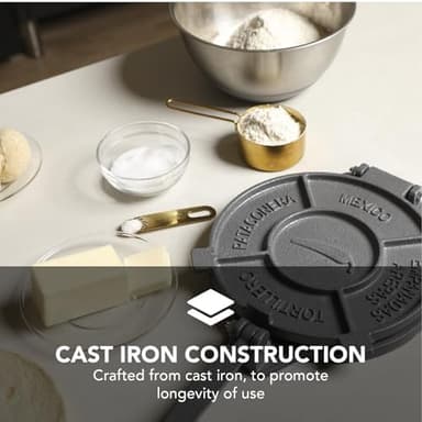 Alpha Living Tortilla Press – 8 Inch Cast Iron Quesadilla Maker – Heavy Duty Empanada Maker Press – Cast Iron Tortilla Maker for Kitchen, Home Use - Image 6