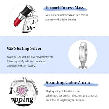 JIAYIQI Lipstick Bag Charms for Pandora 925 Sterling Silver Charms for Bracelet Necklaces Enamel Sunglasses Dangle Pendant Jewelry for Women - Image 5