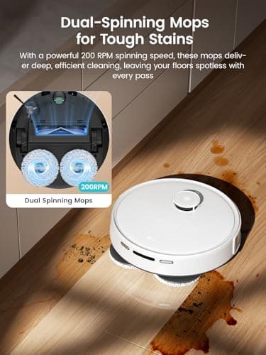 Lefant Robot Vacuum and Mop, 12000Pa Suction, Self Emptying, Auto Mop Washing and Drying for Hands-Free, Anti-Tangle Brushes, Dual Spinning Mop for Pet Hair Dust, Wi-Fi/App/Alexa/iWatch Control, M3 - Image 2