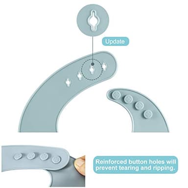 PandaEar Set of 3 Silicone Baby Bibs Waterproof, Soft, Unisex, 10-72 Months (Brown/Blue/Green) - Image 3