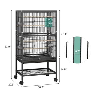 YINTATECH 52 inches Birdcage Cover and Bird Cage Seed Catcher, Bird Cages for Parakeets, Parrot, Cockatiel, Pigeon, Metal Big Bird Cage - Image 2