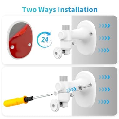 2Pack Wall Mount Bracket for Ring Stick Up Cam & Ring Outdoor Cam Plus, Adjustable Durable Mount Stand Also fit for eufy Arlo Simpllisafe Cam, Drill or No Drill Two Ways Installation Strong Adhesive - Image 5