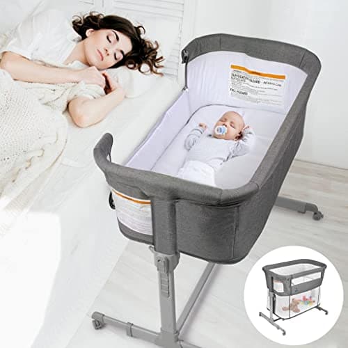 3 in 1 Baby Bassinet, Bedside Sleeper, & Playpen, Easy Folding Portable Crib (Grey)- KoolaBaby (Bassinet) - Image 1