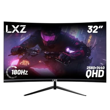 LXZ Curved 32 Inch Gaming Monitor 1500R, 2K QHD 180hz Frameless Display 99% sRGB, 178°Wide Viewing Angle, Display Port HDMI - Black - Image 1