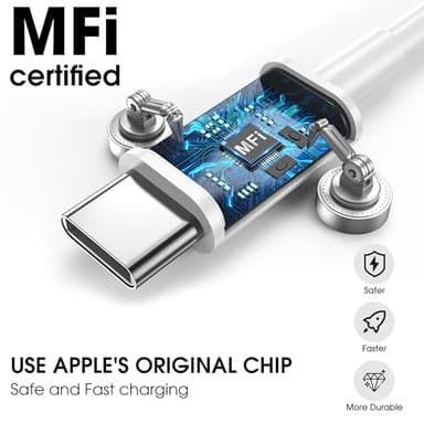 USB C to USB C Cable for Apple, 3-Pack 6FT, 60W USBC/Type-C Fast Charger Cord Compatible with iPhone 17/16 Pro Max, iPhone 17 Air, iPad Pro/Air - Image 2