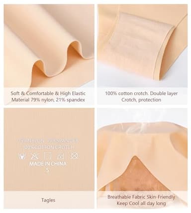 Beafulrab Women Seamless Underwear Soft No Show Stretch Bikini Invisibles Hipster V Cut Panties 6 pack (P1,M) - Image 5