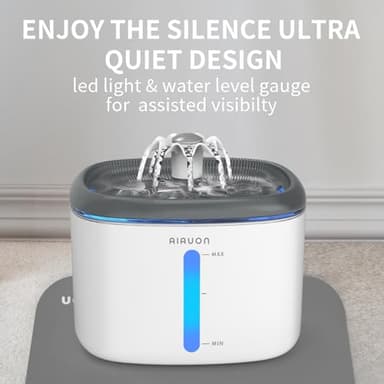AIAUON Cat Water Fountain Ultra Quiet - 84oz/2.5L Cordless Automatic Water Dispenser for Cats, Water Bowl for Pets no Spilling, Cat Feeding & Watering Supplies with 3 Filters & Feeding Mat - Image 5