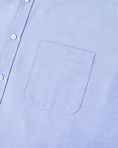 Alimens & Gentle Mens Solid Oxford Shirt Long Sleeve Dress Shirt Work Casual Button Down Shirts with Pocket Classic Blue - Image 4