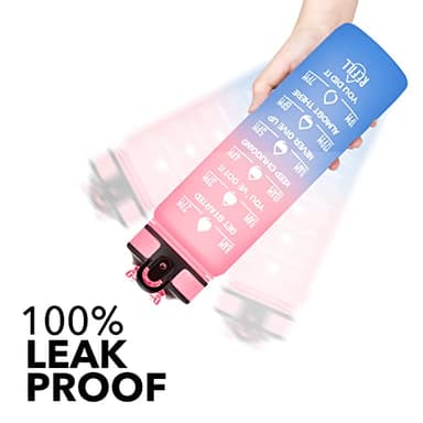 Hyeta 32 oz Water Bottles with Times to Drink and Straw, Motivational Water Bottle with Time Marker, Leakproof, Drinking Sports Water Bottle for Fitness, Gym and Outdoor - Image 3