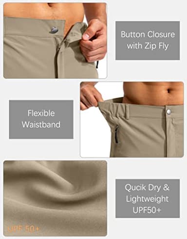 Pudolla Men's Hiking Cargo Shorts 9" Lightweight Outdoor Work Shorts for Men Travel Golf Camping Casual with 5 Zipper Pockets(Dusty Khaki Large) - Image 5