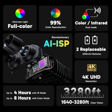 AKASO Seemor-200 Night Vision Goggles - 4K Full Color Night Vision Binoculars for Adults, App-Enabled Photo and Video Saving,AI-ISP 3280FT Viewing Range,16x Digital Zoom for Camping Hiking & Security - Image 6