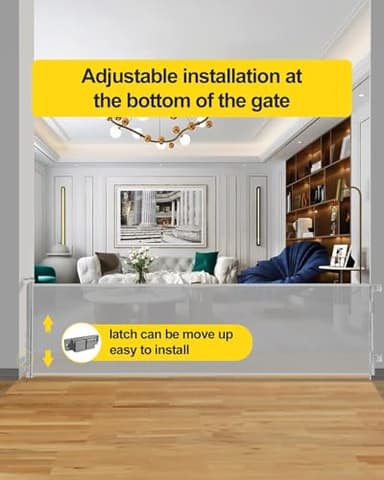 118 Inch Extra Wide Retractable Baby Gate,Mesh Large Baby Gate or Mesh Pet Dog Gate, Opening Wide Extra Long Child Safety Gate for Indoor Baby Fence, Outdoor, Stairs, Deck (Grey) - Image 4