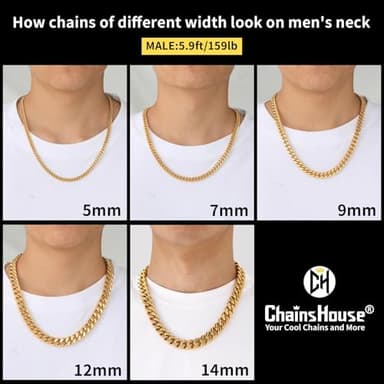 Mens Gold Plated Cuban Link Chain, Miami Cuban Chain Necklace for Men, 7mm Wide Hip Hop Mens Jewelry, 22" - Image 5
