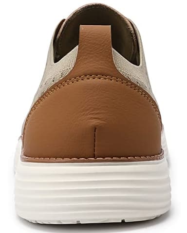 VILOCY Men's Casual Dress Sneakers Oxfords Business Shoes Lace Up Lightweight Comfortable Breathable Walking Knit Mesh Fashion Sneakers Tennis Khaki,EU43 - Image 4