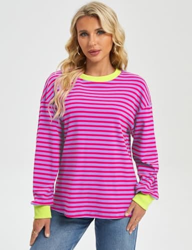 GKBK Striped Shirt Women Casual Long Sleeve Tops Lightweight Crewneck Tunic Tops Fashionable Fall Winter - Image 2