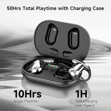 Open Ear Clip Wireless Earbuds Bone Conduction Headphones, Bluetooth 5.4, Open Ear Design, Built-in Mic, IPX7 Waterproof, LED Display Charging Case,Ear Hooks Ear Buds,Design for Running Fitness - Image 4